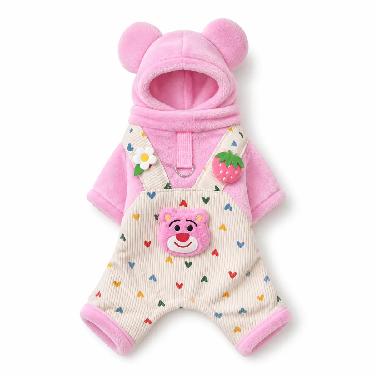 Berry Bear Heart-Hug Winter Onesie on white ecommerce background